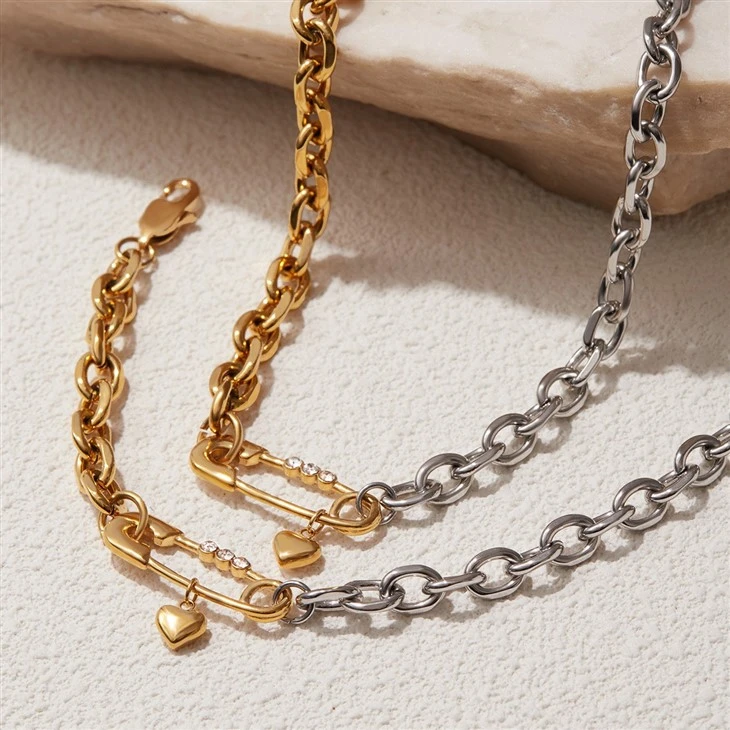 Heart Charm Paperclip Chain Necklace suppliers