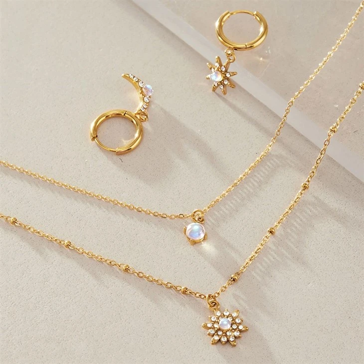 Asymmetrical Star Moon Earrings price