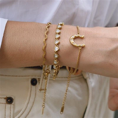 Браслет с звеньями CZ в форме подковы